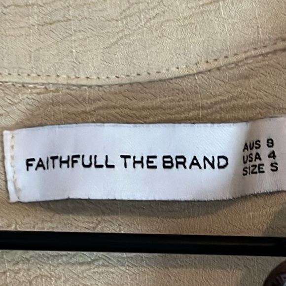 Faithfull the‎ Brand | Tan Toulin Textured Front Knot Button Shirt Small Neutral - Picture 6 of 10